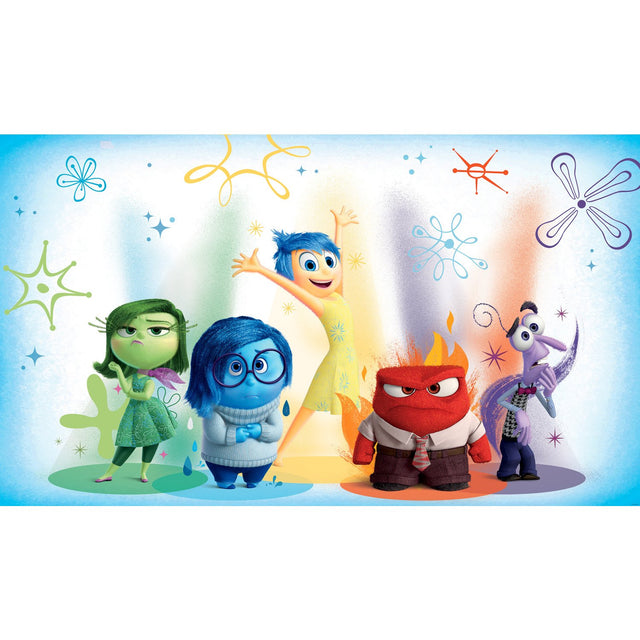 Inside Out XL Chair Rail Blue Wall Mural with Licensed Kids Novelty Pattern - York JL1368M