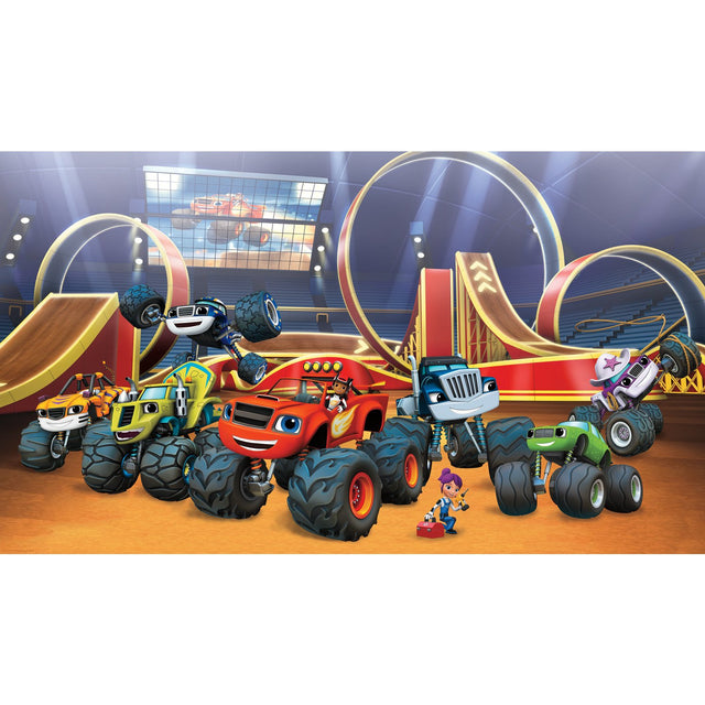 Blaze XL Chair Rail Multicolor Wall Mural with Licensed Whimsical Novelty Pattern - York JL1373M