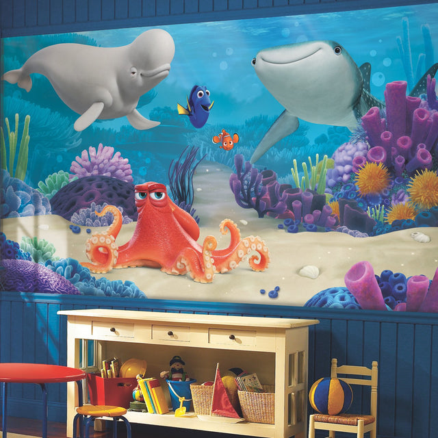 Finding Dory Multicolor XL Chair Rail Prepasted Wall Mural, Whimsical Licensed Novelty - York JL1384M