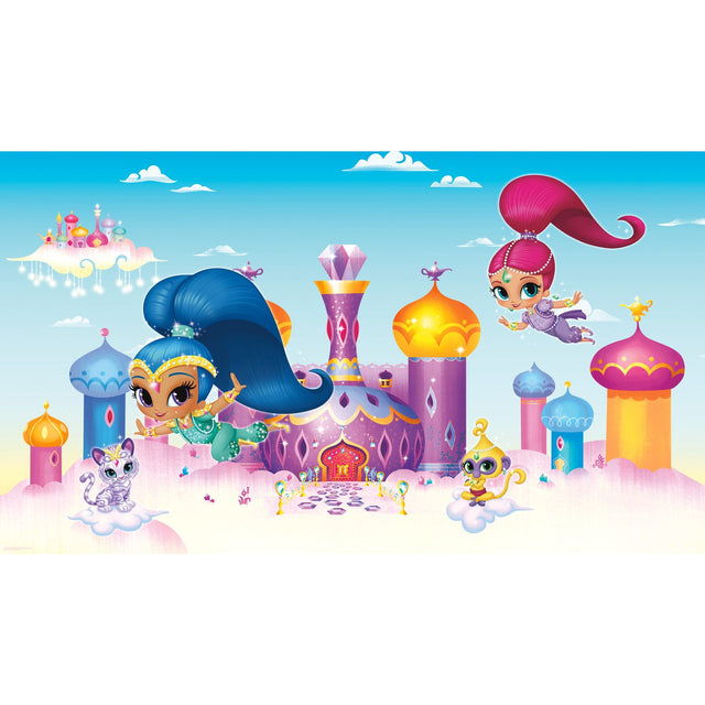 Shimmer & Shine XL Chair Rail Multicolor Wall Mural with Licensed Whimsical Novelty Pattern - York JL1385M