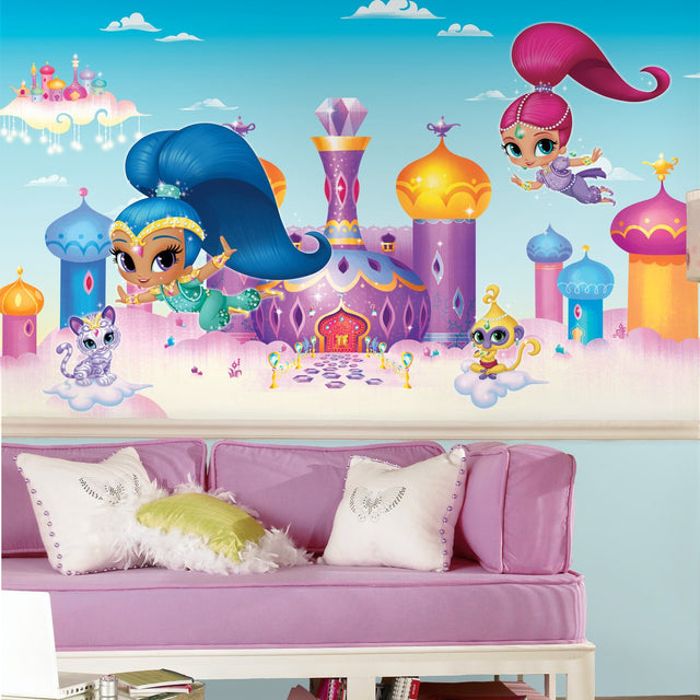 Shimmer & Shine XL Chair Rail Multicolor Wall Mural with Licensed Whimsical Novelty Pattern - York JL1385M
