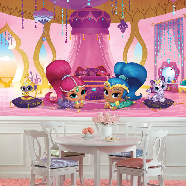 Shimmer & Shine Genie Palace Multicolor XL Chair Rail Prepasted Wall Mural with Whimsical Licensed Novelty Pattern - York JL1386M