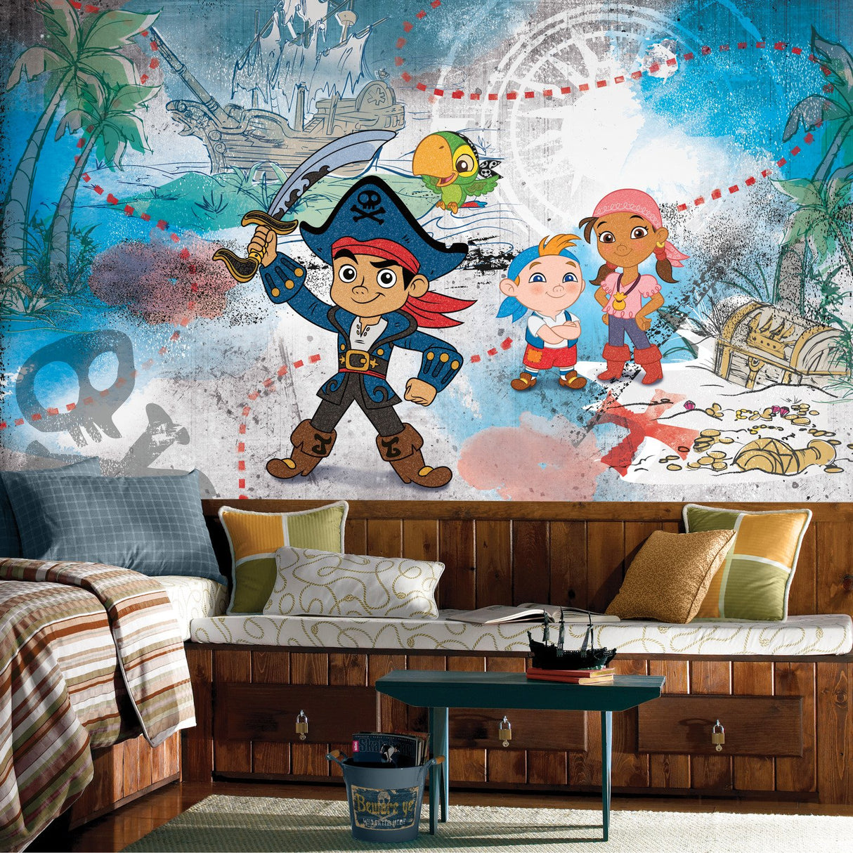 Captain Jake & The Never Late Pirates Multicolor XL Chair Rail Wall Mural- Whimsical Licensed Novelty - York JL1387M