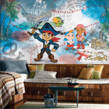 Captain Jake & The Never Late Pirates Multicolor XL Chair Rail Wall Mural- Whimsical Licensed Novelty - York JL1387M