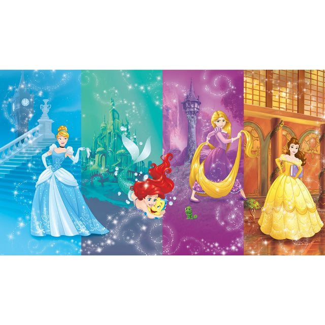 Disney Princess Scenes Multicolor XL Chair Rail Wall Mural with Whimsical Licensed Novelty Pattern - RoomMates JL1391M