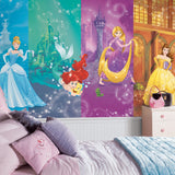 Disney Princess Scenes Multicolor XL Chair Rail Wall Mural with Whimsical Licensed Novelty Pattern - RoomMates JL1391M