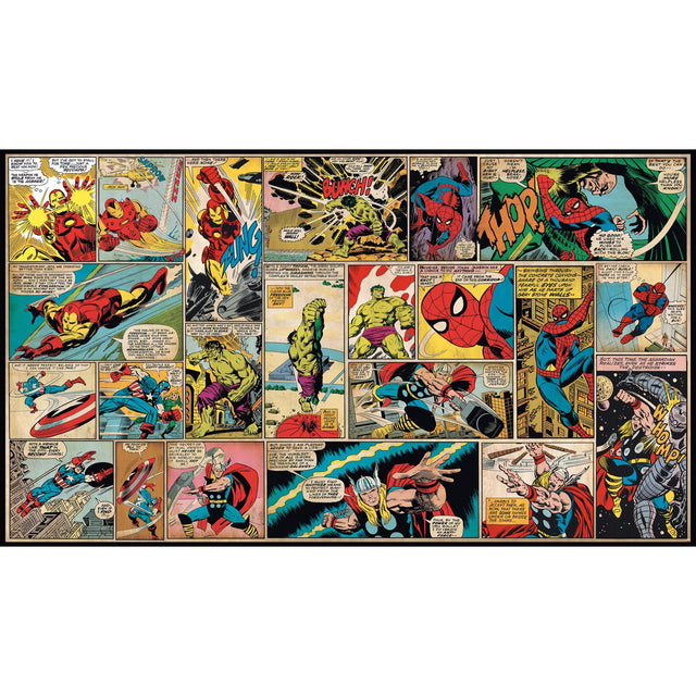 Marvel Comic Panel XL Chair Rail Multicolor Wall Mural with Vintage Comic Pattern - York JL1398M
