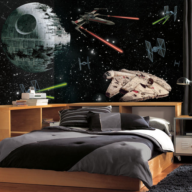 Star Wars Classic Vehicles XL Chair Rail Multicolor Mural with Licensed Whimsical Novelty Style - York JL1399M