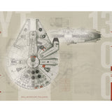 Star Wars Millennium Falcon Multicolor Wall Mural with Sketch Blueprint Motif - York JL1401M