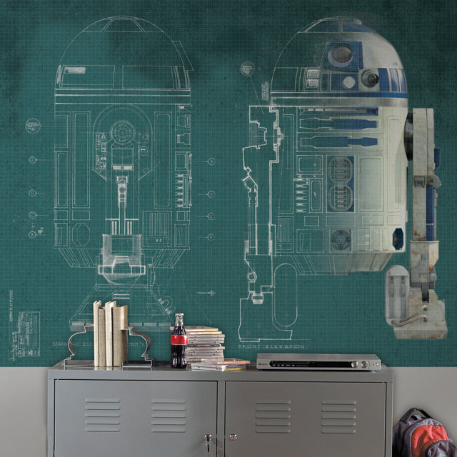 Star Wars R2-D2 Blueprint Multicolor Prepasted Wall Mural - RoomMates JL1402M