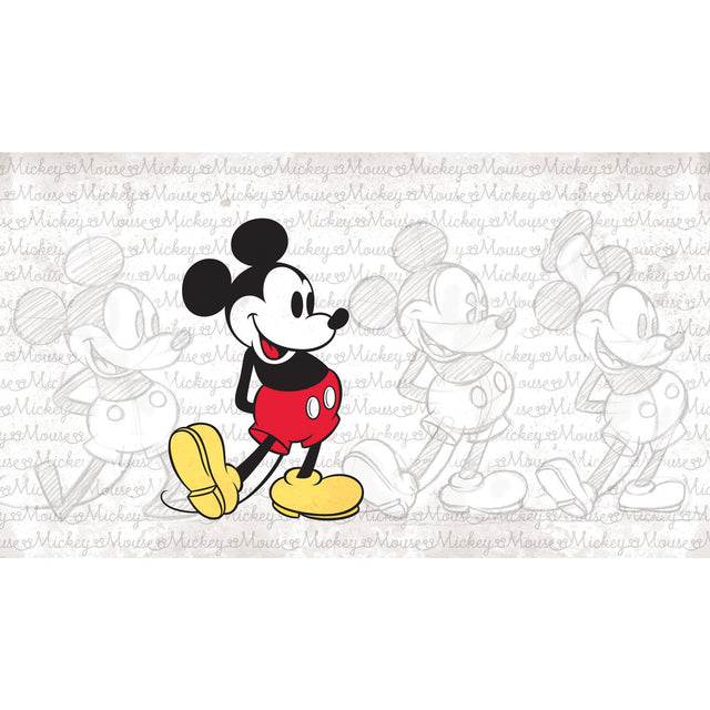 Classic Mickey XL Chair Rail Multicolor Wallpaper Mural with Sketch Motif - York JL1404M