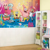 SpongeBob SquarePants Multicolor XL Chair Rail Prepasted Wall Mural with Whimsical Licensed Novelty Pattern - York JL1411M