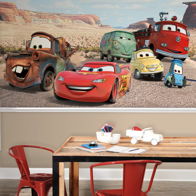Cars Desert XL Chair Rail Multicolor Wall Mural with Licensed Disney Pixar Cars Novelty Whimsical Style - York JL1412M