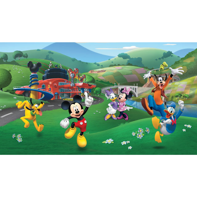 Mickey & Friends Roadster Racer XL Chair Rail Prepasted Wall Mural, Multicolor Novelty Kids - York JL1435M