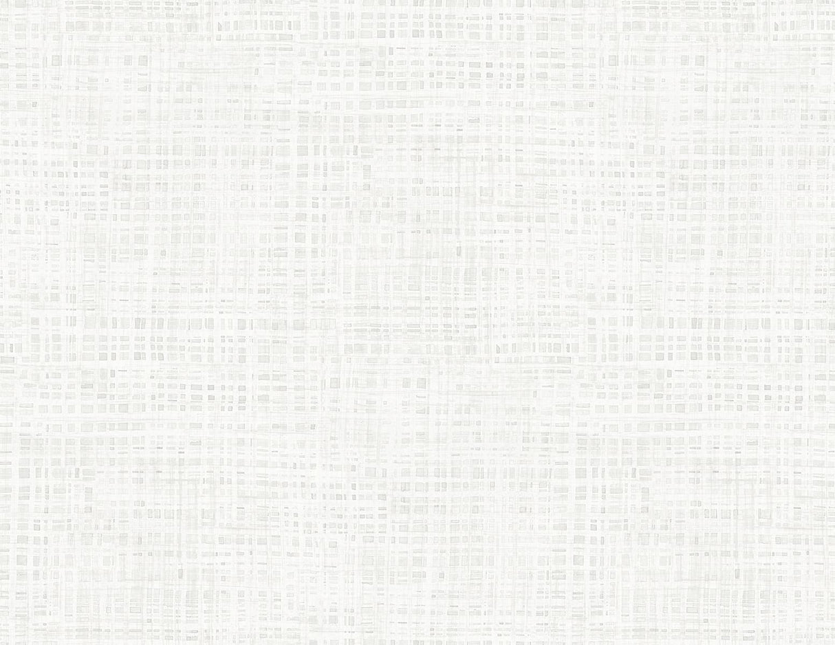 Ami Snow matte linen-texture wallpaper in soft off-white with subtle woven grid pattern