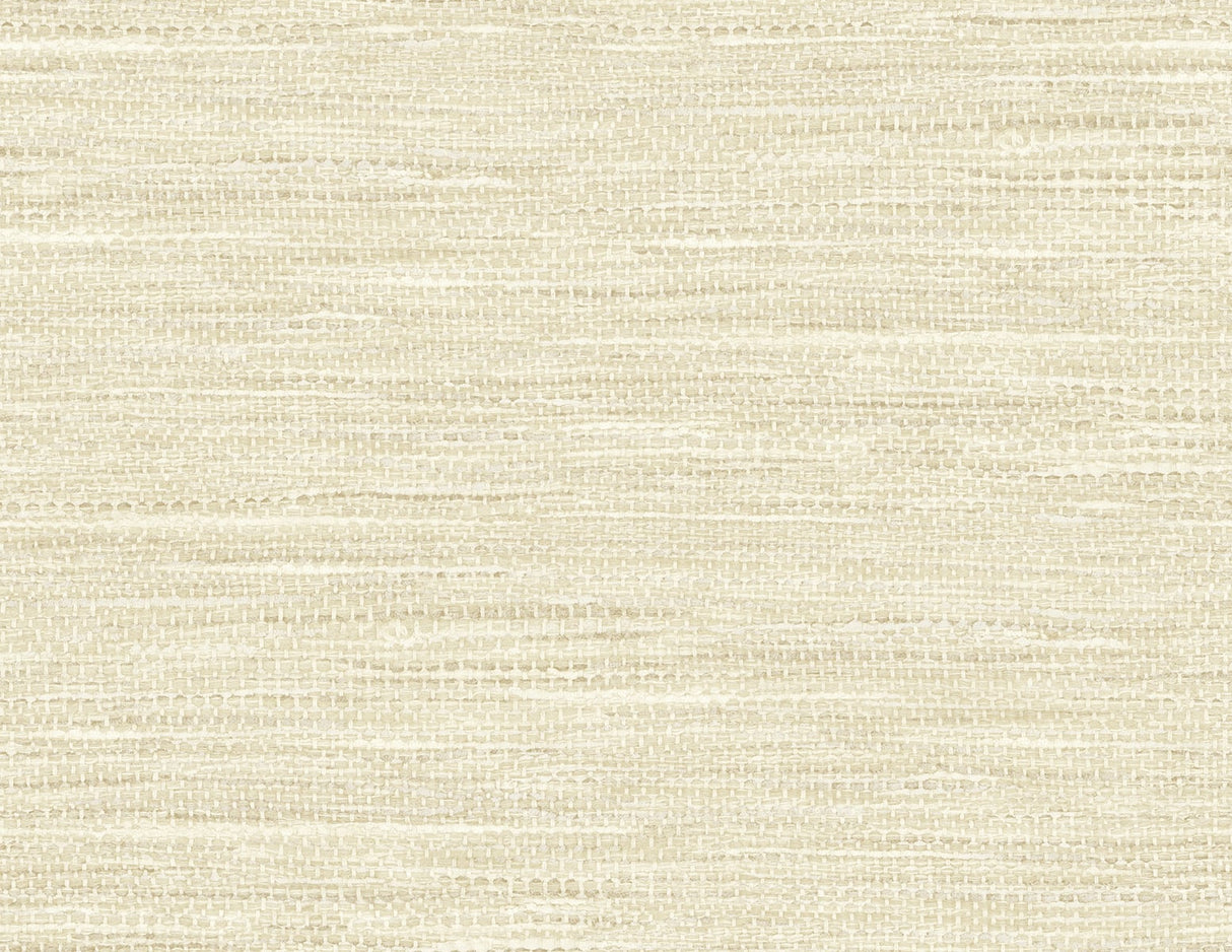Rina wallpaper in a sand beige faux grasscloth texture with a matte finish