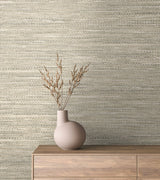 Rina Warm Stone by Japandi Style Faux Grasscloth Wallpaper – Seabrook Designs JP10306