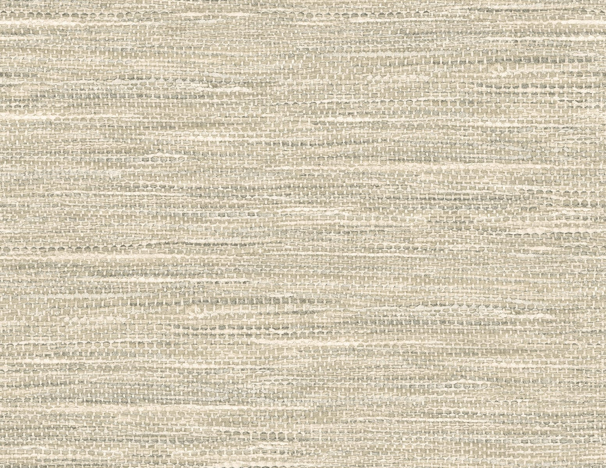 Rina faux grasscloth wallpaper in Warm Stone with a matte woven texture look