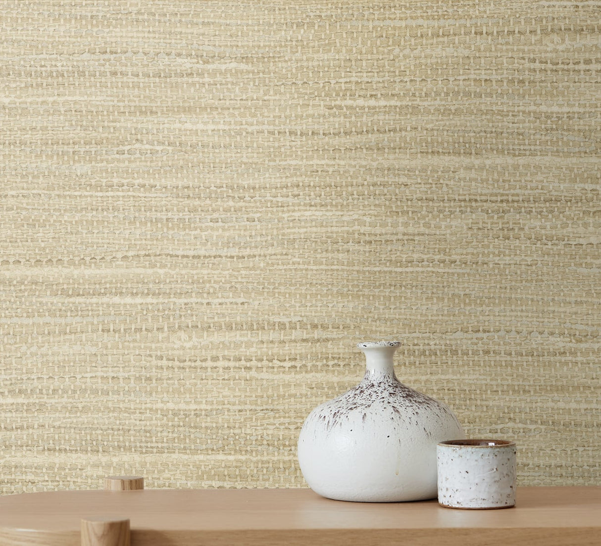 Rina Beige by Japandi Style Faux Grasscloth Wallpaper – Seabrook Designs JP10315