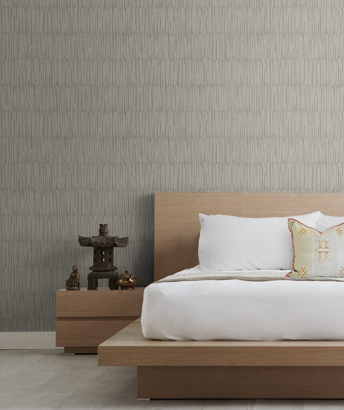 Naomi Greystone by Japandi Style Textured Stripe Wallpaper – Seabrook Designs JP10607