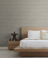 Naomi Greystone by Japandi Style Textured Stripe Wallpaper – Seabrook Designs JP10607