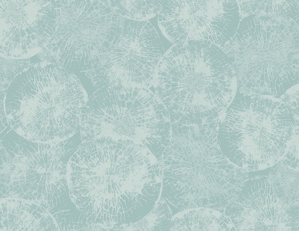 Eren abstract wallpaper in Glacier blue with layered circular texture motif