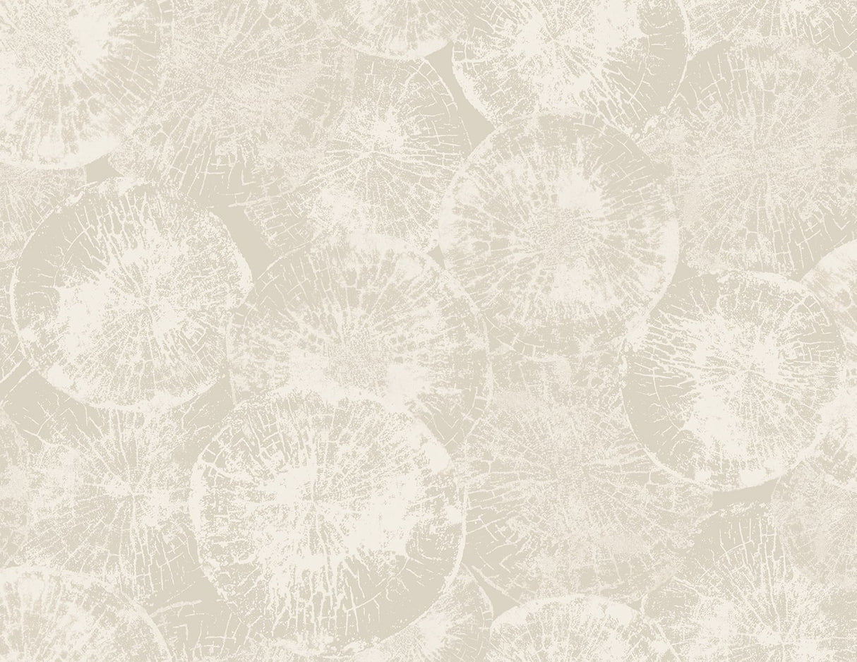 Eren wallpaper in Dove Grey with an abstract organic ring pattern and matte finish