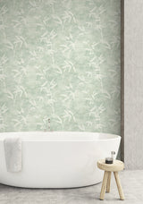 Honshu Bamboo Seafoam by Japandi Style Botanical Bamboo Wallpaper – Seabrook Designs JP10904-Sample
