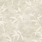 Honshu Bamboo wallpaper in Warmstone beige with bamboo leaf silhouette, matte finish