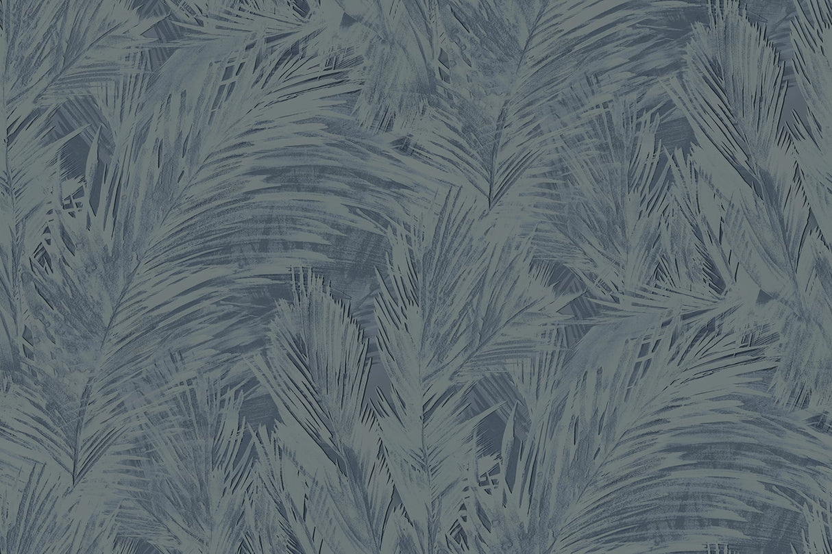 Mari navy blue botanical leaf wallpaper pattern