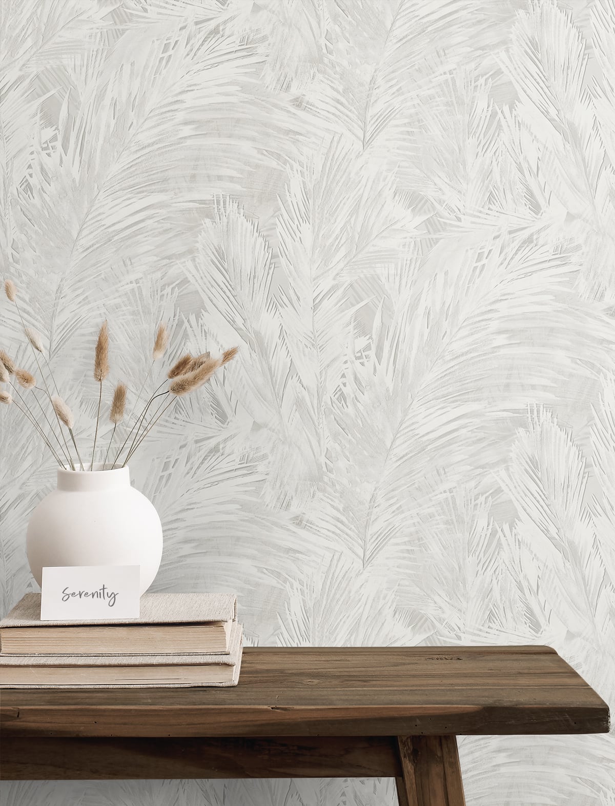 Mari Fog by Japandi Style Botanical Vinyl Wallpaper – Seabrook Designs JP11018