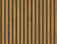 Honey brown wood slat wallpaper with narrow dark vertical grooves, matte finish.