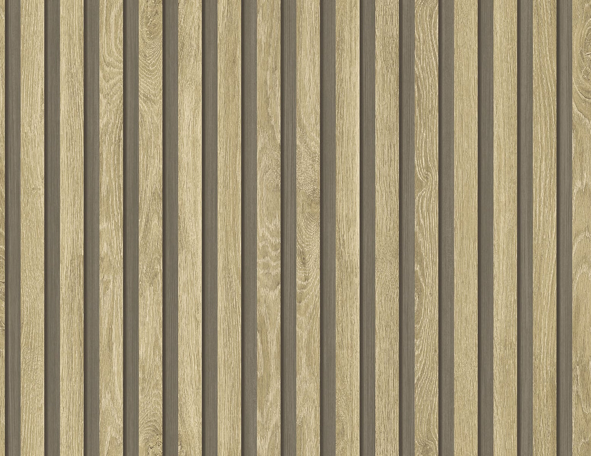 Jun ash brown wood slat wallpaper with vertical plank effect