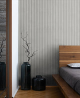 Jun Pearl Grey by Japandi Style Wood Slat Wallpaper – Seabrook Designs JP11110