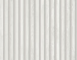 Pearl grey vertical wood slat wallpaper with subtle grain texture