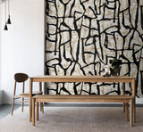 Jouji Ebony & Sand by Japandi Style Matte Nonwoven Abstract Wall Mural (108 in x 120 in) – Seabrook Designs JP11500M-Sample