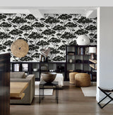 Nara Stringcloth Onyx & Fog by Japandi Style Botanical Wallpaper – Seabrook Designs JP11700