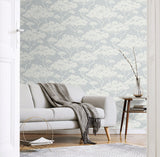Nara Stringcloth Blue Mist by Japandi Style Botanical Tree Wallpaper – Seabrook Designs JP11702