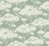 Nara Stringcloth sage green and white botanical tree pattern wallpaper