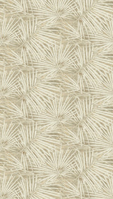 Rei mural in Pavestone & Silver with metallic botanical palm-frond pattern on grasscloth.