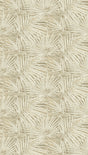 Rei mural in Pavestone & Silver with metallic botanical palm-frond pattern on grasscloth.