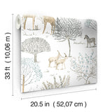 On the Savanna Neutral by York Wallcoverings Prepasted Non-Woven Strippable Washable Safari Giraffe Elephant & Zebra Wallpaper Roll - KI0541