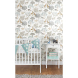 On the Savanna Neutral by York Wallcoverings Prepasted Non-Woven Strippable Washable Safari Giraffe Elephant & Zebra Wallpaper Roll - KI0541