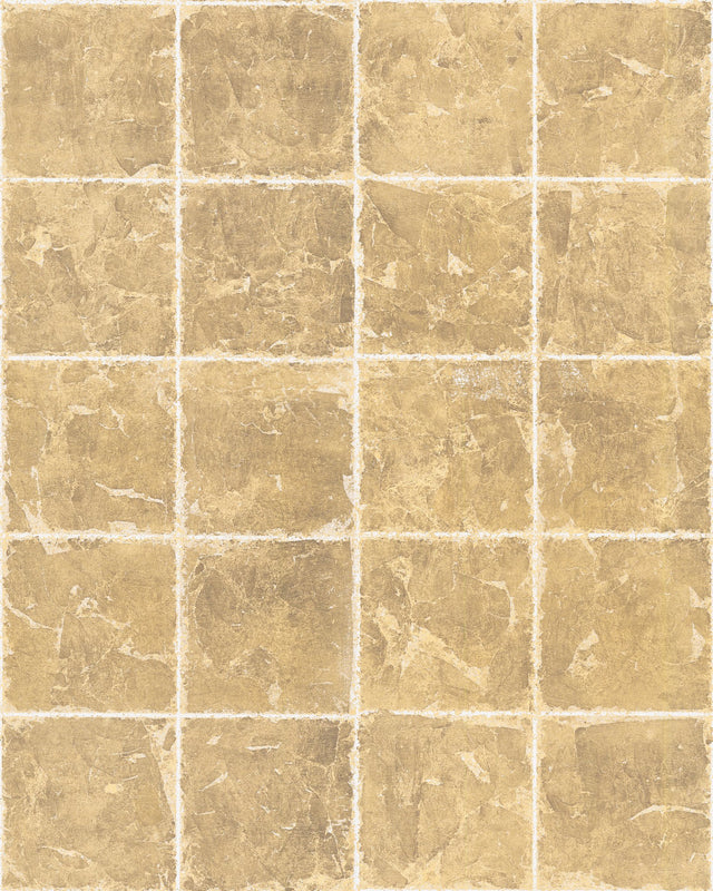 Metal Leaf Squares Gold Wallpaper with Geometric Gilded Tile Motif - York KT2102