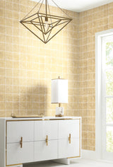 Metal Leaf Squares Gold Wallpaper with Geometric Gilded Tile Motif - York KT2102
