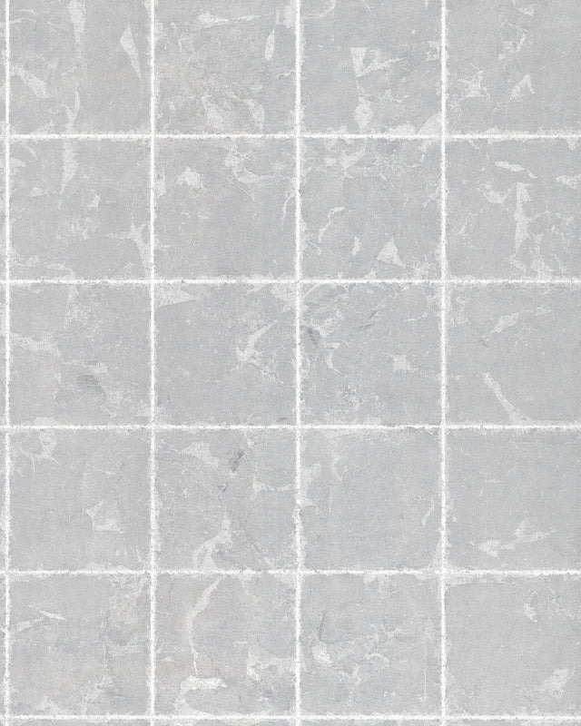 Metal Leaf Squares Silver Wallpaper with Geometric Leaf-Textured Grid - York KT2103