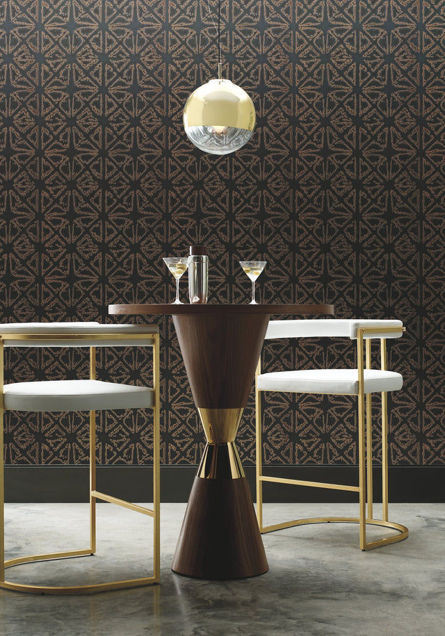 Empire Diamond Black & Gold Geometric Wallpaper - York KT2110