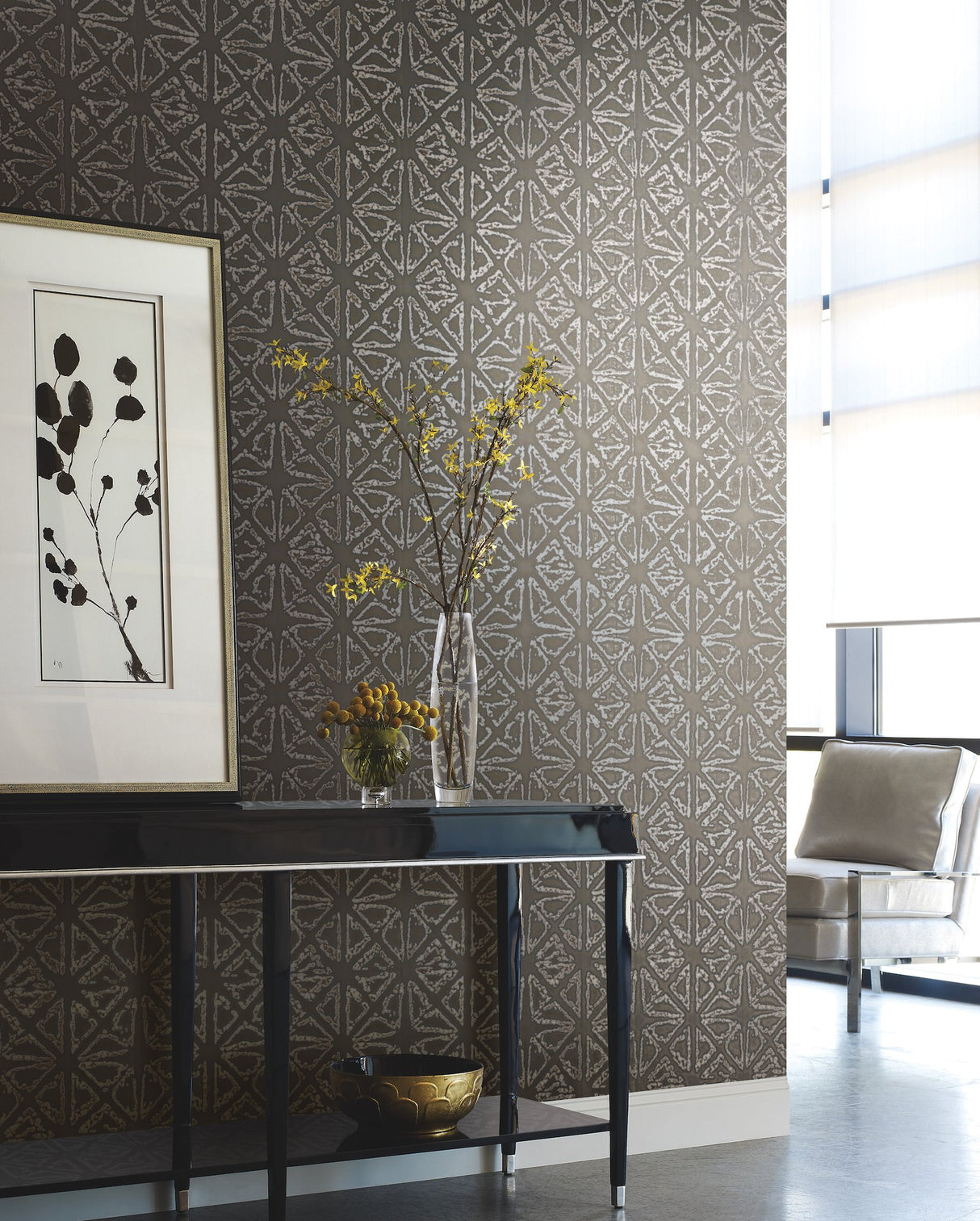 Empire Diamond Grey Wallpaper with Geometric Diamond Pattern, Non Woven Unpasted - York KT2111