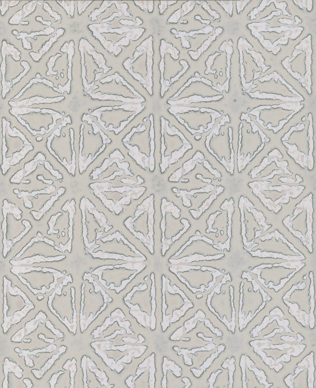 Empire Diamond Silver & Taupe Geometric Wallpaper with Luminous Mirrored Triangle Motif - York KT2112