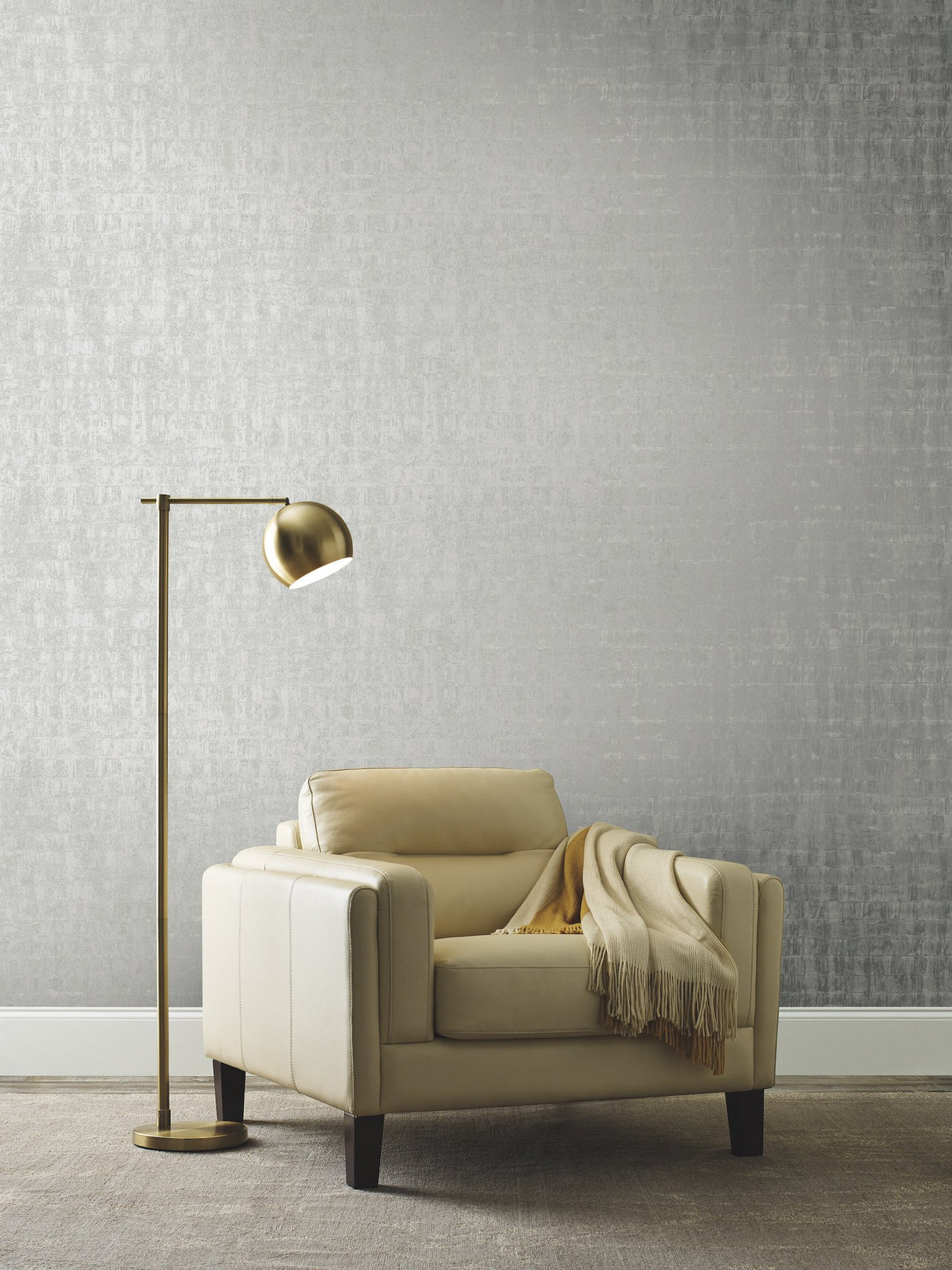 Liquid Metal Silver Wallpaper with Textured Metallic Abstract Motif - York KT2133